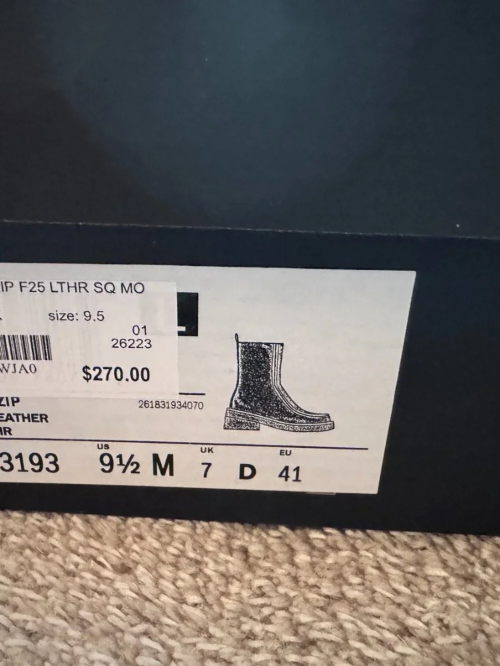 NWT CLARKS EFFERY ZIP BOOTS — BLACK LEATHER — SIZE 9.5